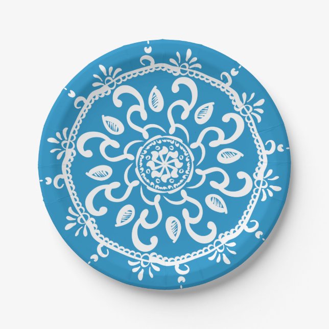 Prato De Papel Bluebird Mandala (Frente)