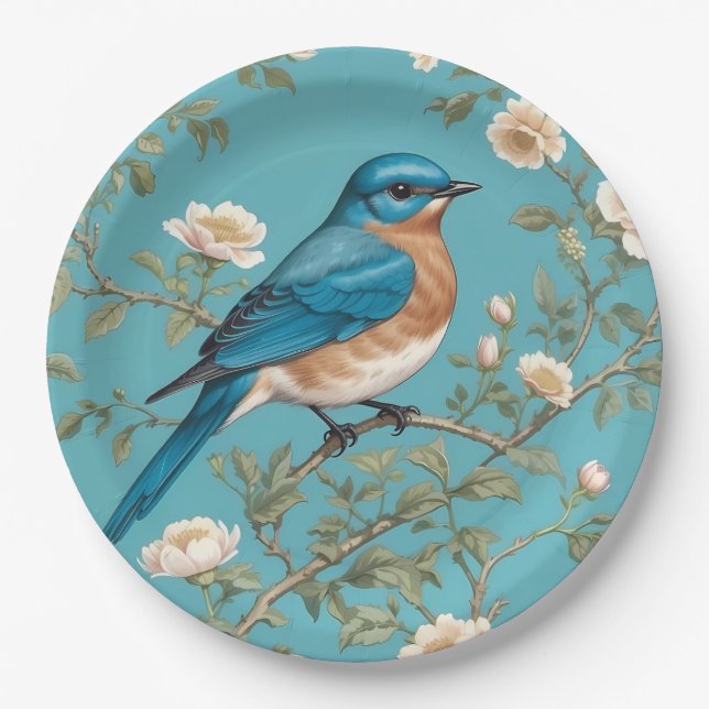 Prato De Papel Bluebird William Morris Inspirou Turquois (Frente)