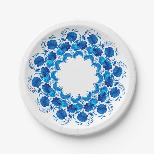 Prato De Papel Blumenkranz mit blauen Blumen  (Frente)