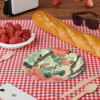 Prato De Papel Blush Blossom Camelia Garden Watercolor