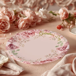 Prato De Papel Blush Garden Roses Galentine Brunch Table Florals