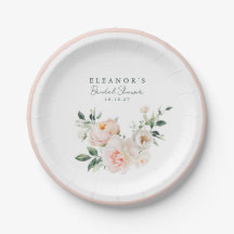 Blush Peony Floral Watercolor Chá de panela Rosa