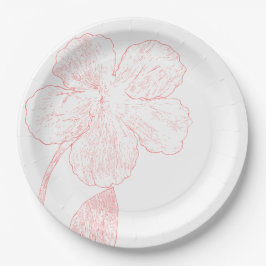 Prato De Papel Blush Pink Floral Line Art Wedding 