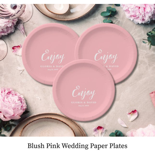 Prato De Papel Blush Pink Obrigado Casamento (Criador carregado)