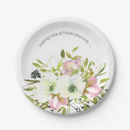 Prato De Papel Blush & white & gold splasps com casamento de aspa