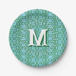 Prato De Papel Boa Ripple em Verde + Aqua Personalizado