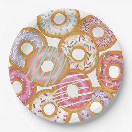 Prato De Papel Boas Rosquinhas Coloridas de Pastel Aniversário