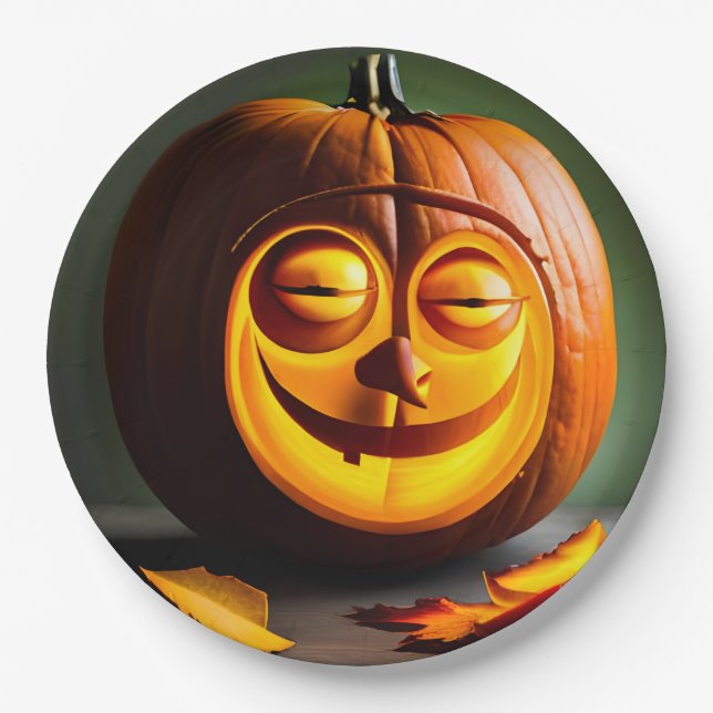 Prato De Papel Bobo Pumpkin Head (Frente)