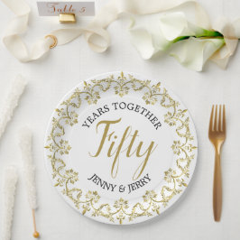 Prato De Papel Bodas de Ouro