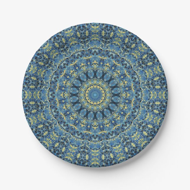 Prato De Papel Boho Abstrato Groovy Van Gogh Starry Night Mandala (Frente)