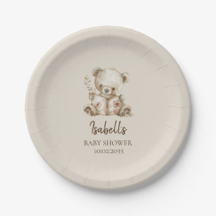 Prato De Papel Boho Barly Wait Storytime Bear Chá de fraldas