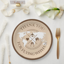 Prato De Papel Boho Beige do Mundo do Decor do Casamento com viag