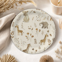 Boho Branco Bege Animais da Selva 