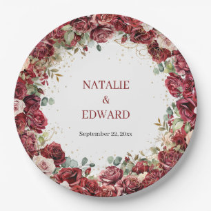 Prato De Papel Boho burgundy blush rosa eucalyptus Wedding