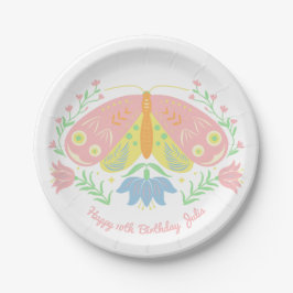 Prato De Papel Boho Butterfly Papéis Placas de Aniversário