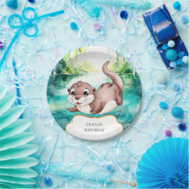 Prato De Papel Boho Calm Otter Birthday