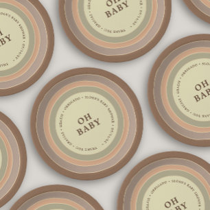 Prato De Papel Boho Chá de fraldas Arco-Íris Sagrado Neutro