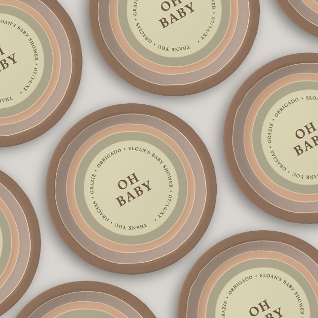 Prato De Papel Boho Chá de fraldas Arco-Íris Sagrado Neutro (Criador carregado)