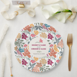 Prato De Papel Boho Chic Floral Casamento Retro Meados do Século