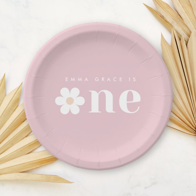 Prato De Papel Boho Daisy First Birthday Paper Plates (Criador carregado)