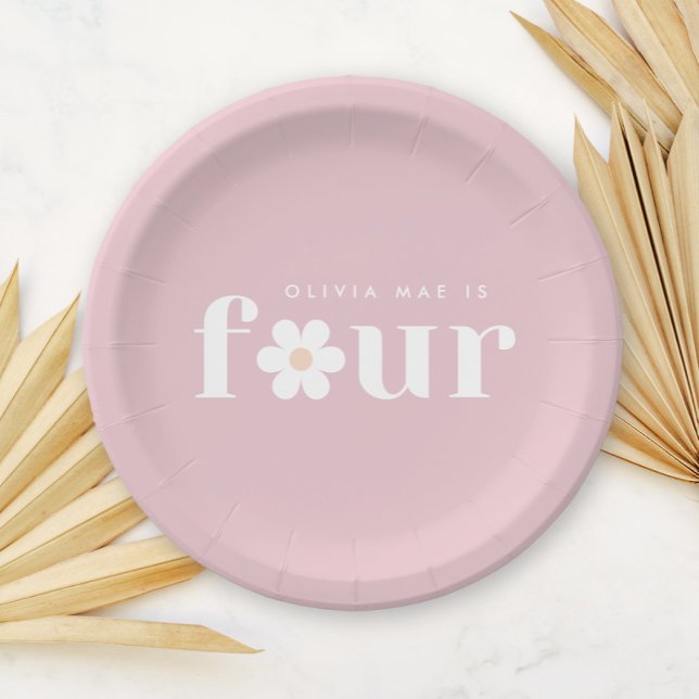 Prato De Papel Boho Daisy Quarto Aniversário Plates (Criador carregado)