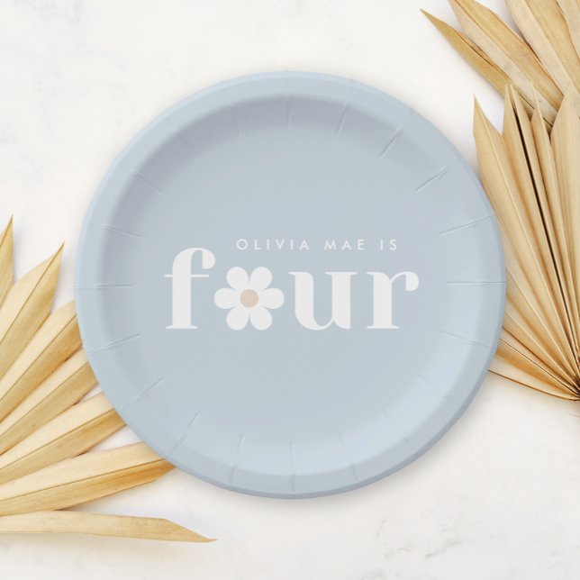 Prato De Papel Boho Daisy Quarto Aniversário Plates (Criador carregado)