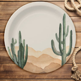 Prato De Papel Boho Desert Cactus Western Ranch Cowboy ou Cowgirl