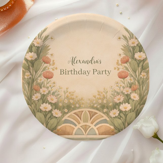 Prato De Papel Boho Desert Wildflower Birthday (Criador carregado)