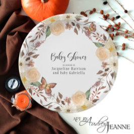 Prato De Papel BOHO Fall Floral Autumn Butterfly Chá de fraldas