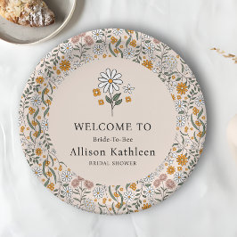 Prato De Papel Boho Floral Earth Tones Chá de panela Botânico