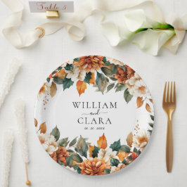 Prato De Papel Boho Floral Terracotta Watercolor Casamento
