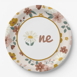 Prato De Papel Boho Flower Plates Groovy One First Birday