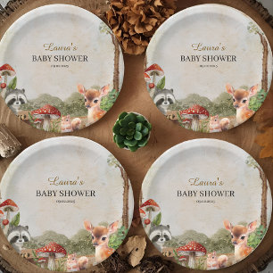 Prato De Papel Boho Forest Woodland Chá de fraldas Russo