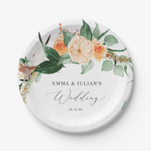 Prato De Papel Boho Greenery Bloom Personalizado Casamento Botâni