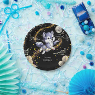 Prato De Papel Boho Howling Wolf Birthday