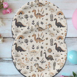 Prato De Papel Boho Jungle Dinosaur - Dia de Aniversário