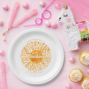 Prato De Papel Boho Little Ray of Sunshine Orange Watercolor Sun