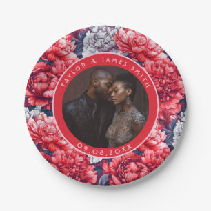 Prato De Papel Boho Peonies Plates Para Festa de casamento