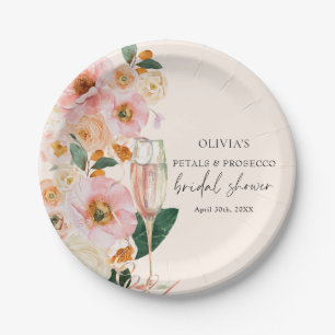 Prato De Papel Boho Pétalas Florais Rosa & Chá de Bebê de Noiva c
