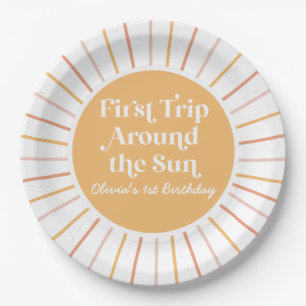 Prato De Papel Boho Primeira Viagem ao redor do Sol 1º aniversári