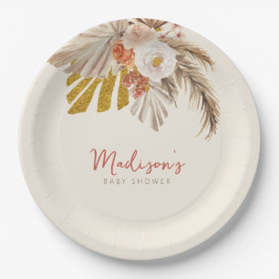 Prato De Papel Boho Pumpkin se apaixona por Chá de fraldas