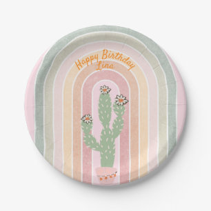 Prato De Papel Boho Rainbow Cactus Fiesta