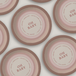 Prato De Papel Boho Rainbow Chá de fraldas Earthy Blush Girl