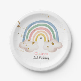 Prato De Papel Boho Rainbow Party Rainbow Birthday Pastel Modern