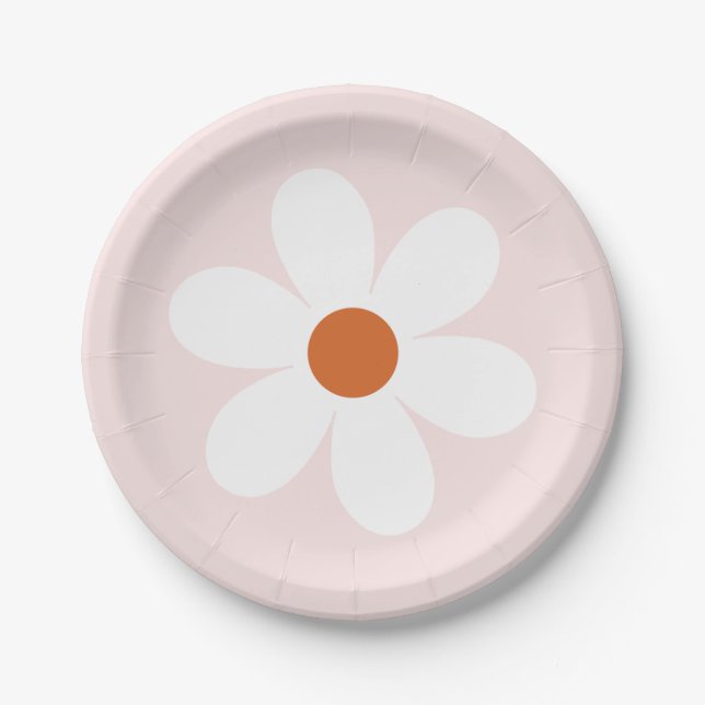 Prato de Papel Boho Retro Daisy (Frente)