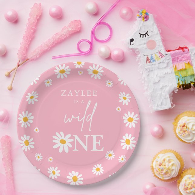Prato De Papel Boho Retro Daisy, Partido primeiro aniversario Sel (Festa)