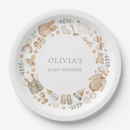 Prato De Papel Boho Sexo Neutro Vintage Chá de Roupas de Bebê