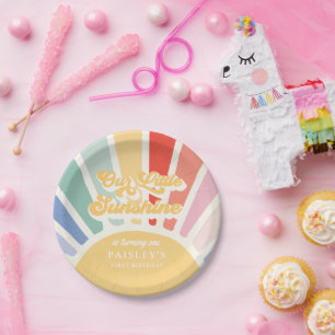 Prato De Papel Boho Sunshine 1rua Percorrendo O Sol Aniversário