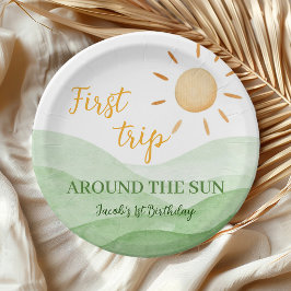 Prato De Papel Boho Sunshine primeiro aniversario