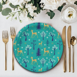 Prato De Papel Boho Trees Dourados Deers Moderno